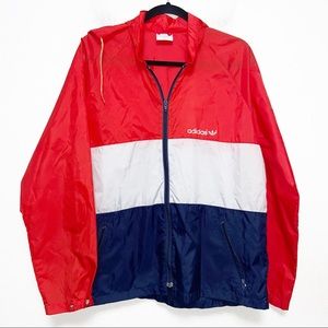 Vintage 80s Adidas Full Zip Windbreaker Jacket